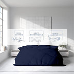 Kotton Culture 3 Pc Queen Size Duvet Cover Set- 100% Egyptian Cotton Sateen 600 Thread Count Ultra Soft Premium Durable Comforter Cover Zipper Closure & Corner Ties (Navy Blue, Queen/Full 90" X 90")