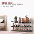 Bumusty 3-Tier Expandable Shoe Rack for Closet, 18“-33” Adjustable Shoe Rack for Small Space, Small Shoe Organizer for Front Door, Sturdy Metal, Black