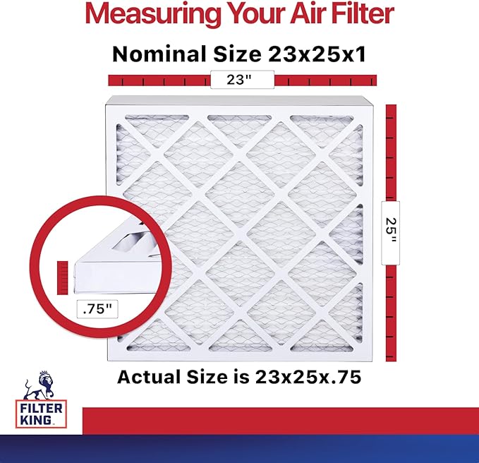 Filter King 23x25x1 Air Filter | 12-PACK | MERV 11 HVAC Pleated A/C Furnace Filters | MADE IN USA | Actual Size: 23 x 25 x .75"