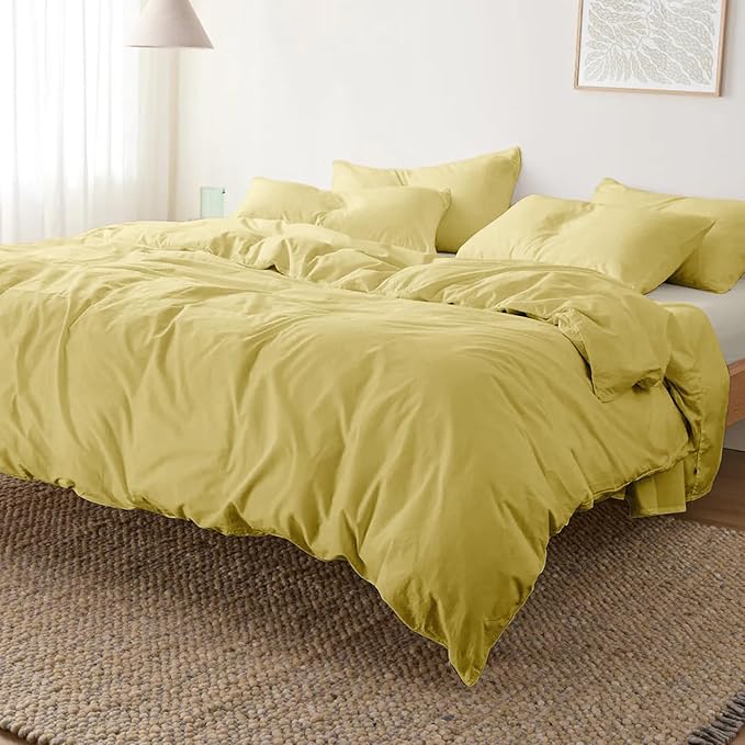 Kotton Culture 600 Thread Count 100% Egyptian Cotton 3 Piece Duvet Cover Set - Breathable All Season Comforter Cover with Zipper Closure & Corner Ties Sateen Weave (Sunshine Yellow, King 94"X102")