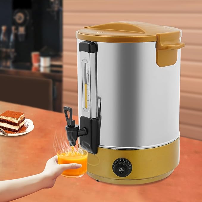 Electric Hot Water Dispenser 240 Cups Commercial Coffee Percolator & Beverage Dispenser w/Temperature Control, Stainless Steel Coffee Urn for Coffee & Tea
