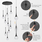 9 Light Modern Glam Crystal Chandelier for High Ceiling LED Dimmable Ceiling Pendant Light Staircase Foyer Enterway Living Room Chandelier Lighting Antique Black