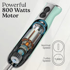 Zulay Immersion Stick Mixer Hand Blender - 800 Watts, Turbo Mode, 5-ft Power Electric Cord, Handheld Portable, Stainless Steel Blades - For Effortless Blending Smoothie, Soup, Baby Food, Puree - Aqua