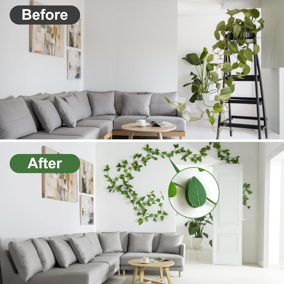 120 Pcs Plant Wall Clips, Plant Climbing Wall Fixture Clips, Wall Vines Fixing Clips with 144 Adhesive Stickers, Self-Adhesive Plant Fixer for Vine Support and Indoor Outdoor Decoration