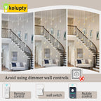 24-Lights Raindrop Chandeliers for Dining Room, Chrome Rectangular Pendant Lights Fixture,Teardrop Pendant Lights Kitchen Island, Adjustable Rectangular Chandelier for Entryway Foyer High Ceiling