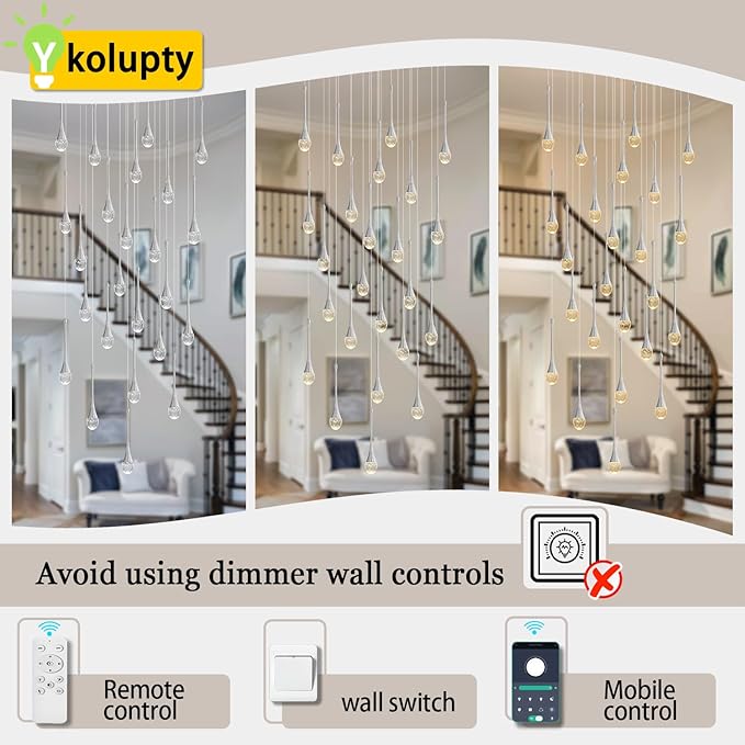 24-Lights Raindrop Chandeliers for Dining Room, Chrome Rectangular Pendant Lights Fixture,Teardrop Pendant Lights Kitchen Island, Adjustable Rectangular Chandelier for Entryway Foyer High Ceiling