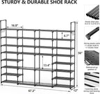 Mavivegue Extra Large Shoe Rack, 8 Tier 4 Rows 72-76 Pairs Big Tall Metal Shoe Shelf,Big Boot Rack Storage Organizer for Garage,Show Rack Shoe Holder Stand,Closet Rack Organizers and Storage