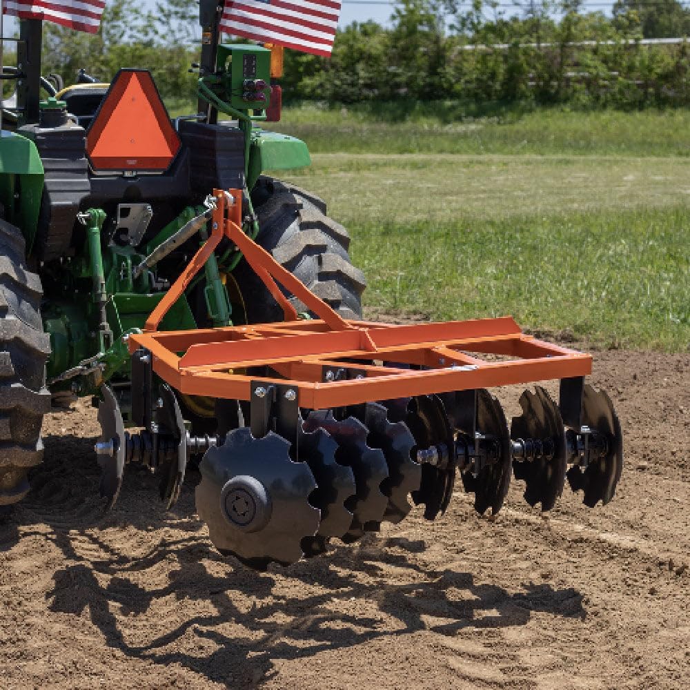 Titan Attachments 3 Point 6ft Notched Disc Harrow Plow Attachment for Cat 1 Tractors, Concave Discs for Tilling, Loosening and Lifting Soil