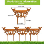 Sungmor Decorative Cast Iron Garden Edging Border, 4 Pack Rustic Brown Landscape Edging Low Picket Fence, 9.9inch Tall Outdoor Flower Bed Lawn Fence Panels, Vintage Metal Yard Decor Stakes