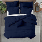 Kotton Culture 3 Pc Queen Size Duvet Cover Set- 100% Egyptian Cotton Sateen 600 Thread Count Ultra Soft Premium Durable Comforter Cover Zipper Closure & Corner Ties (Navy Blue, Queen/Full 90" X 90")