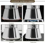 Stovetop Espresso Maker, 6Cup 240ml Moka Pot, Crystal Glass-top & Stainless Steel Coffee Maker Mocha Pot, Greca De Cafe, Cuban and Italian Coffee Maker for Cafetera Cubana