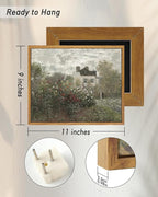 InSimSea Framed Canvas Wall Art Vintage Decor, Country Art, Garden Full of Flowers Oil Painting Wall Prints by Claude Monet, Cottage Decor, Farmhouse Office Dining Room Decor, 9"x11"