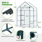 Ohuhu Small Greenhouse for Outdoors: 4 Tiers 6 Shelves Walk-in Indoor Green House Heavy Duty Plant Stands Reinforced Plastic PE Cover Mini Portable Warm House for Outside, 4.8x2.5x6.4 FT White