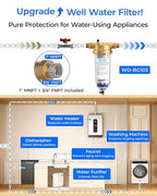 Waterdrop Mega Spin Down Sediment Filter, Upgraded Reusable Backwash Whole House Water Filter System for City/Well Water, 500 Micron+200 Micron,1" MNPT + 3/4“FNPT, BPA Free