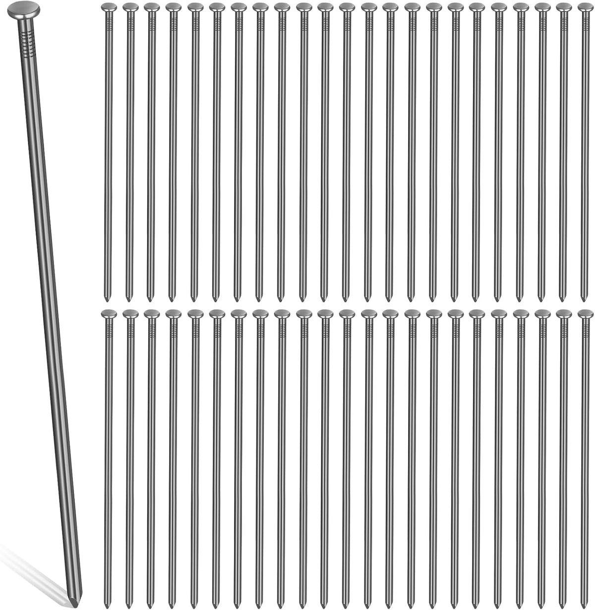 Nuenen 100 Metal Heavy Duty Stakes 12 Inch Landscape Anchoring Spikes Garden Edging Spikes for Artificial Turf Stakes, Paver Edging, Weed Barrier, Timber, Carpentry, Tent, Camping (Black)