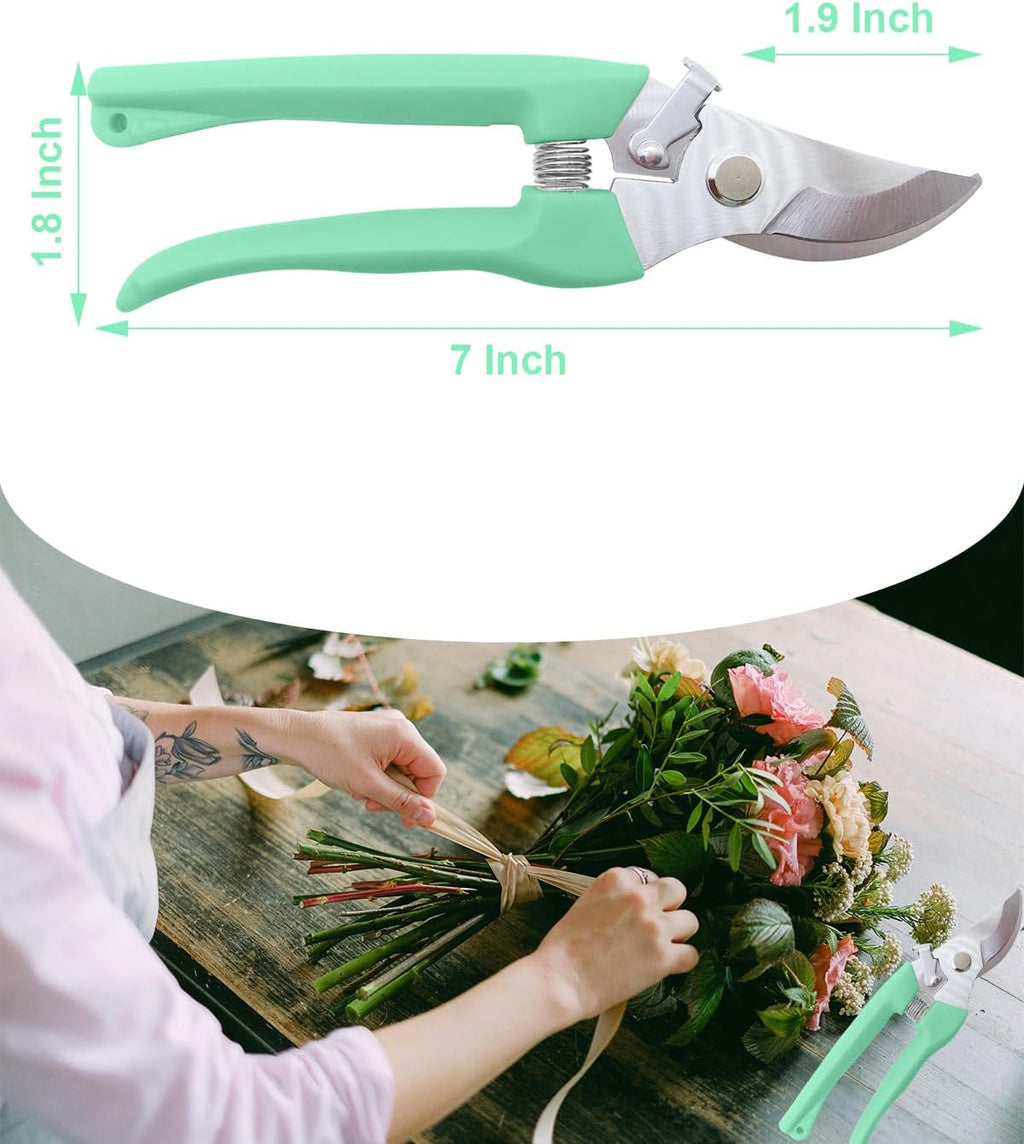 Pruning Shears for Gardening, 4 Pack Garden Scissors for Cutting Fresh Flowers, Floral Clippers for Plants, Fruits (Green)
