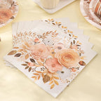 Boho Plates and Napkins Sets for 25 Guests, Floral Birthday Party supplies for Boho Fall Party Decorations