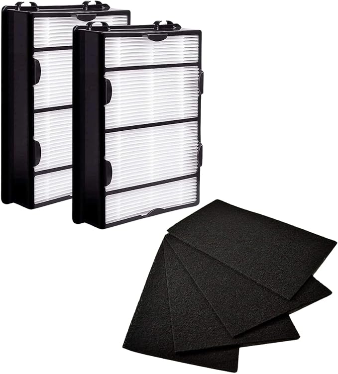 Nispira True HEPA (2) + Carbon Pre Filter Replacement (4) Compatible with Holmes Air Purifier HAPF600 HAPF600D HAPF600D-U2 Filter B