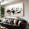 abstract Wall Art Black And White Modern Artwork Geometric Line Art Canvas Painting Wall Decor for Living Room Bedroom Dining Room Home Office Decor 30"x60" with Framed…