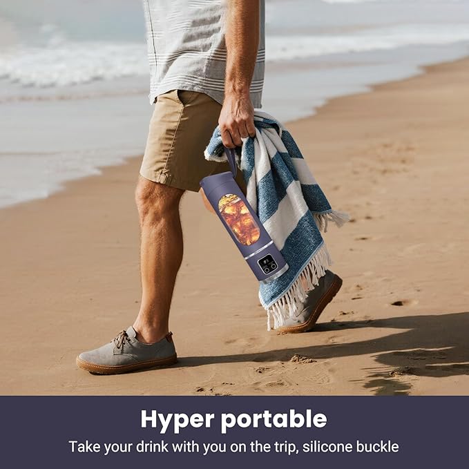 Portable Personal Electric Blender，500ML Portable Shakes and Smoothies Blender，Small Blenders、Mixing、Compact、Convenient and Versatile(Purple)