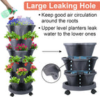 Vertical Planter, 6 Tier Stackable Strawberry Planter with Garden Tool Set, Movable Indoor/Outdoor Garden Herb Pot for Growing Vegetables and Succulents, Dark Gray