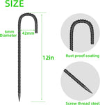 20 Pieces 12-Inch Garden Ground Stakes Galvanized Steel J Shape Hook Rebar Stakes - Heavy Duty Ground Anchors for Tents, Position Kits,Fences, and Trampolines