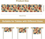 4th of July Table Runner, Rustic Vintage Country Red White Blue American Stars Independence Day Print Table Cover for Farmhouse Kitchen Dining Table Decor, 13x90inch