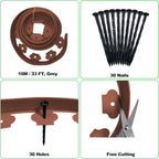 Garden Edging,33ft Landscape Edging Garden Borders Edging【2INCH Hight】 Paver Edging Include 30 Stakes, Flexible Lawn Edging Border for Yard, Lawn, Gardens(Brown)