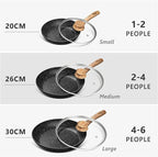 MICHELANGELO 8 Inch Nonstick Frying Pan with Lid, Non Stick Small Frying Pan with Non-Toxic Coating, Non-Stick Skillet with Ergonomic Handle, All Cooktops Compatible, Black