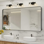LOAAO 72X36 Inch Black Metal Framed Bathroom Mirror for Wall, Matte Black Bathroom Vanity Mirror Farmhouse, Large Rounded Rectangle Mirror, Anti-Rust, Shatter-Proof, Hangs Horizontally or Vertically