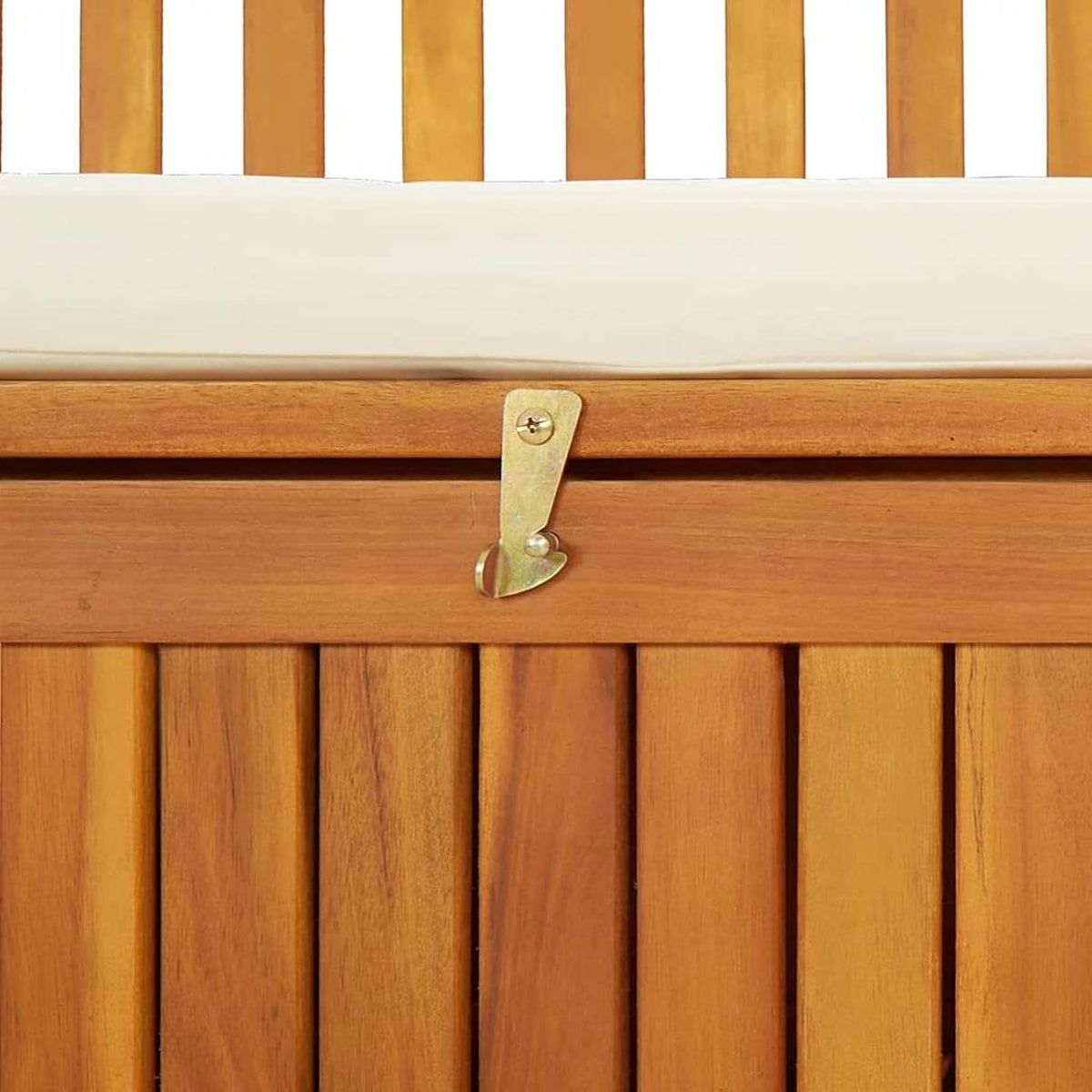 Gecheer Storage Bench Rustic Solid Acacia Wood 120x63x84 cm for Garden Outdoor Patio