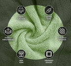 Avalon Towels Luxury 8 Piece Towels Set, 2 Bath Towels, 2 Hand Towels and 4 Washcloths, 600 GSM 100% Ring Spun Cotton Highly Absorbent Bathroom Towel Set, Ideal for Hotel, Spa and Gym (Sage Green)