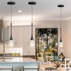 Modern Pendant Lights for Kitchen Island LED Dimmable Crystal Glam Ceiling Pendant Lighting for Dining Room Hallway Bedroom Corner Lamp Black