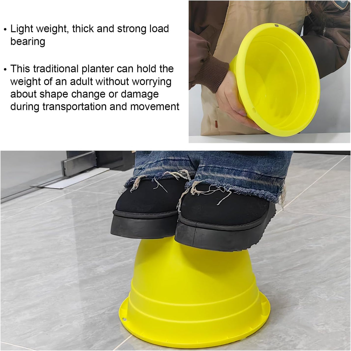 Plant Pot Set of 5, 10" Outside Diameter Flower Pots, 8.5" Inner Diameter Plant Planters with Drainage Hole, Durable Garden Pots Perfect for Indoor & Outdoor Plant Planting, Decor, Yellow