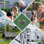 Heavy Duty Premium Garden Hose 75ft x 5/8", 300PSI Working, 1000PSI Burst, Hybrid Rubber Water Hose with Transparent Swivel Handle - Hot/Cold Water - Five Layered Braiding with Brass fittings (Grey)
