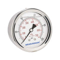 MEASUREMAN 2-1/2inch Dial Size, Glycerin Filled Pressure Gauge, 0-100psi/kpa, 304 Stainless Steel Case, 1/4 Inch NPT Center Back Mount