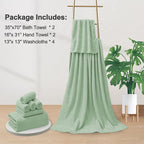 8 Piece Extra Large Bath Towels Set,2 Oversized 35"x70" Bath Towel Sheets,2 Hand Towels and 4 Washcloths 600 GSM Highly Absorbent Quick Dry Towels Set for Bathroom Hotel Light Green