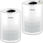2 Pack Air Purifiers for Bedroom H13 True HEPA Air Filter Cleaner, Odor Eliminator, Remove Smoke Dust Pollen Pet Dander, Night Light For Home Living Room Dorm, Quiet 24dB Filtration System