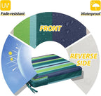 AAAAAcessories Outdoor Seat Cushions for Chairs, Waterproof, Fade-Resistant, 21" x 21" x 3", Patio Furniture Replacement Cushions, Set of 2, Stormy Teal Coastal Stripe