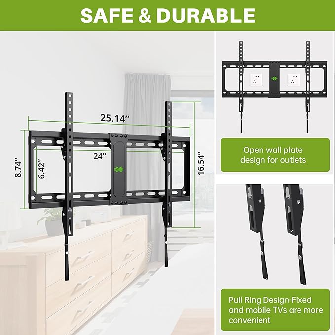 USX MOUNT Tilting TV Wall Mount for Most 37"-90" Flat Curved Screen Television, TV Bracket with Max VESA 600x400mm up to 132lbs, Low Profile Tilt Mount for 16", 24" Stud