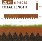 Weathering Steel Edging 6 Pack, 40" L x 6" H Depth Corten Steel Landscape Edging Kit Rust Patina Finish, 20ft Total Metal Edging for Landscaping, Metal Garden Border & Lawn Edging
