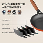 YUTANN Nonstick Frying Pan Set, 8" 10" 12" Ceramic Frying Pans, Pre-seasoned Cast Iron Pan Cookware Set with Removable Handle, Dishwasher Safe, Free of PFAS & PFOA, Compatible with All Stovetops