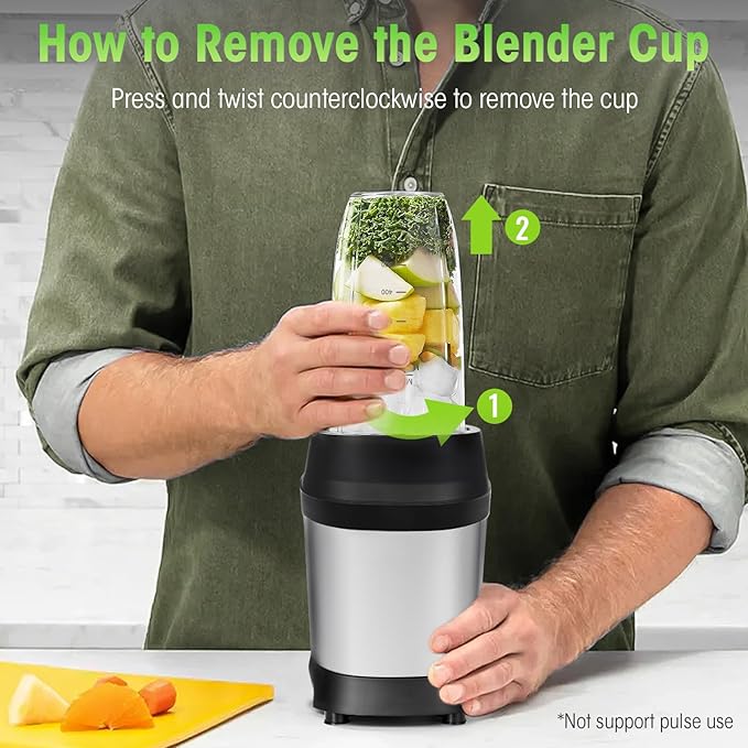 Nahida Blender for Smoothies, 1200W Smoothie Blender for Ice Crushing, Blenders with (2) 6-Fin Blades, Personal Blenders for Kitchen with 23oz, 32oz, 37oz Easy Go Cups for Juices, Silver