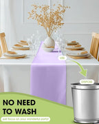 Pureegg Lilac Plastic Table Runners - 10 Pack, 14'' x 108'', Water Resistant & Disposable Lavender Centerpiece Decorations for Table Cloth, Wedding, Birthday, Holiday, Baby Shower, Party, Home Decor