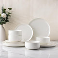 LERATIO Stoneware Dinnerware Sets for 4,Handcarft Ceramic Plates and Bowls Sets,Chip and Scratch Resistant Dishes, Dishwasher & Microwave Safe, Oven safe,Reactive Glaze-White