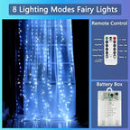 3 Pack Fairy Lights Battery Operated with Remote Control Timer, 26 FT 80 LED String Lights Outdoor Indoor Decoration, 8 Modes Twinkle Lights for Christmas Party Wedding Birthday Bedroom Décor (Blue)