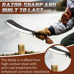 Golden Bird Parang Machete Knife - 9.5 Inch Heavy Duty Machete for Cutting Trees, Gardening, Bushcraft, Survival, Outdoor Hunting and Camping - Full Tang with Wooden Sheath - Yard Work Tool