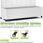 15.7"×70.9"×47.2" Metal Raised Garden Bed with Trellis and Wheels - Tall Trellis Planter Box for Climbing Plants, Vegetables & Vines - Outdoor Privacy Planters for Patio (White-Brick)