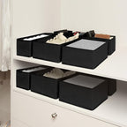 Cupic Cupid Drawer Organizer, Dresser Organizers, Foldabe Drawer Organizer Clothes, Closet Organization and Storage Dividers for Socks, Underwear and Diaper, Set of 6, Black