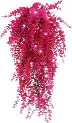 Hanging Geenery Faux Hanging Plants Outdoor Wall Decor Hanging Monkey Grass Artificial Hanging Plants Indoor Plastic Plants for Indoor Bedroom Wall Decoration Outdoor Porch Wedding Decor(Pure Fuchsia)